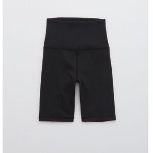 Aerie Offline Ribbed 7” Black Bike Shorts